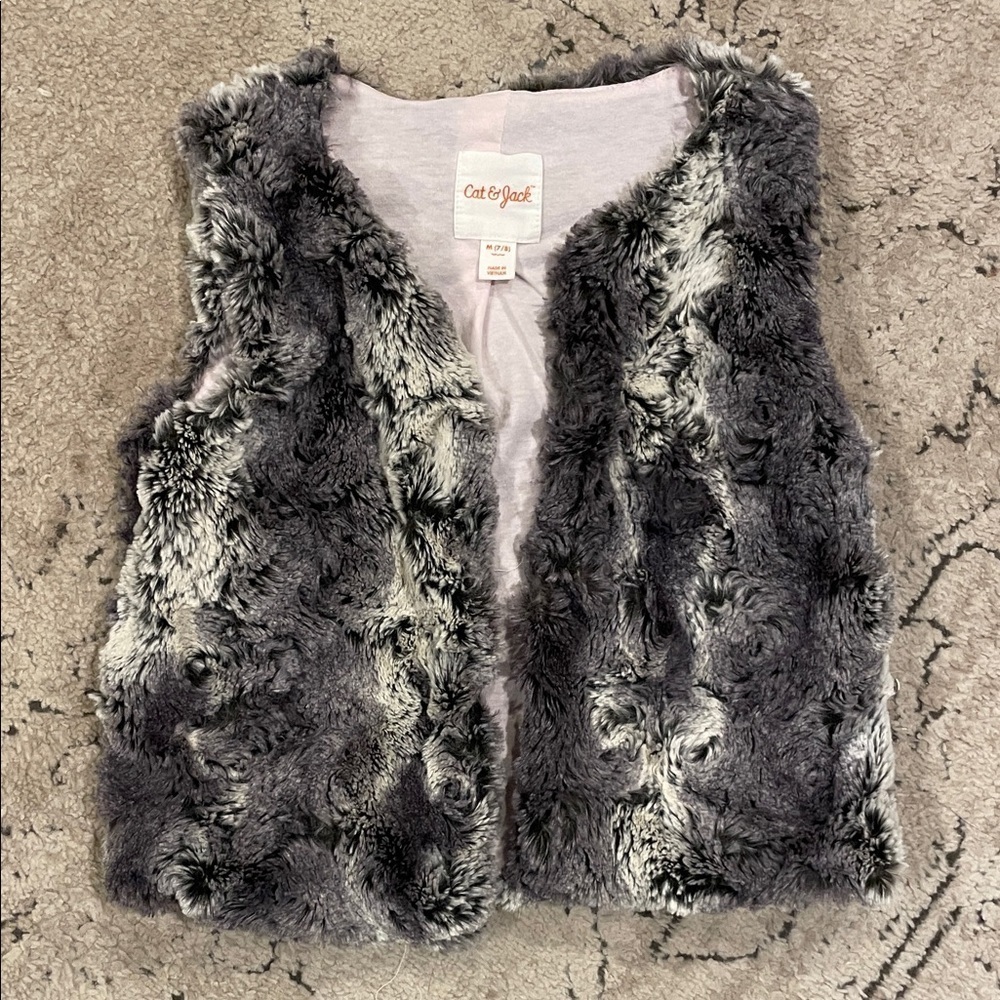 Cat & Jack Charcoal Faux Fur Vest